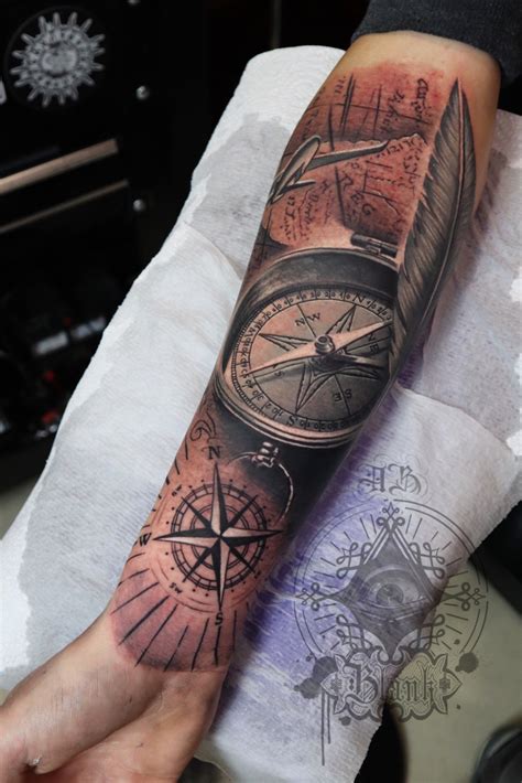 Compass Tattoo Forearm