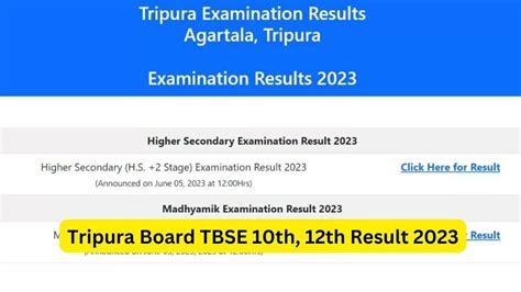 Tripura Board Tbse Th Th Result At Tbse Tripura Gov In Check