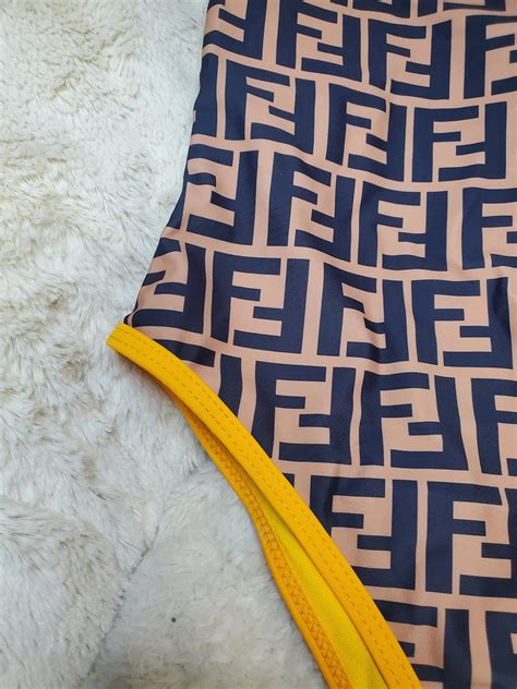 Swimsuit Bikini Fendi Bathingsuit Yellow Brown Etsy
