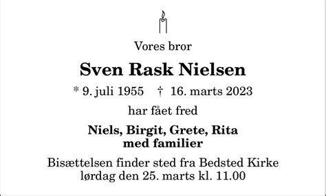 Dødsannonce for Sven Rask Nielsen Nordjyske dk