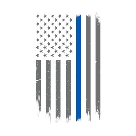 Vector bandera americana delgada línea azul bandera con efecto