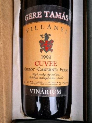 Gere Tamás Villány Cuvée Vinárium Vivino US