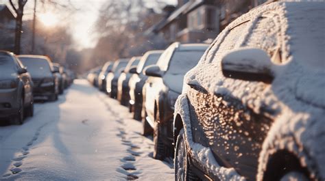 Row Of Cars Covered In Snow Background Automobile Snowfall Freeze