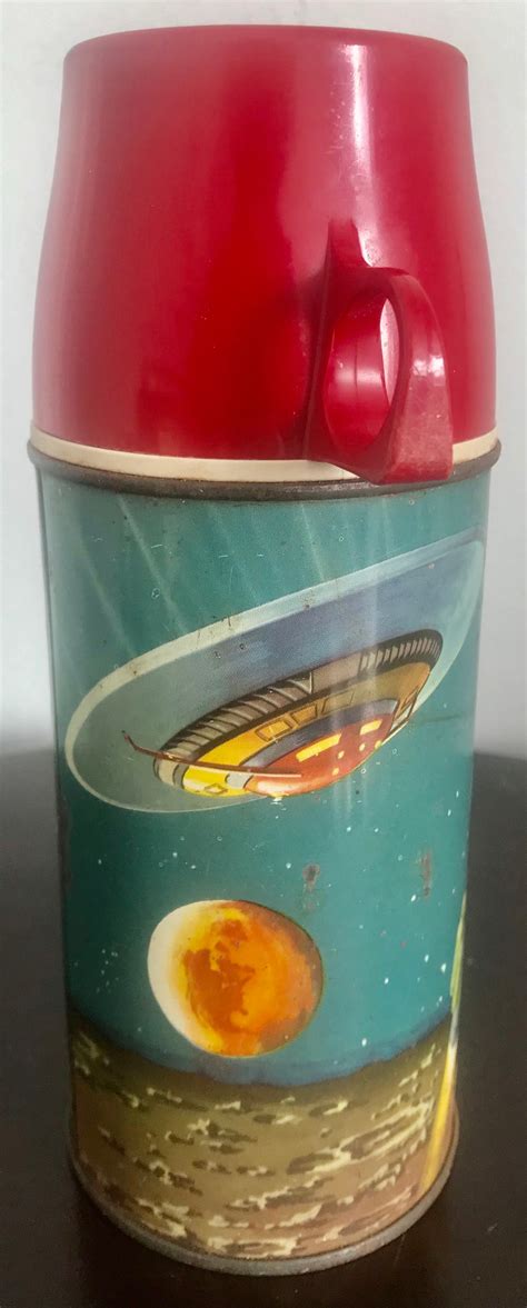 Rare Vintage 1960 Lunch Box Kit With Thermos Space Satellite Rocket Ship Ufo Highly Collectible