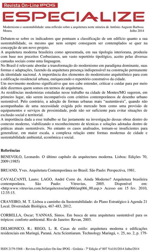 Modernismo E Sustentabilidade Uma Reflex O Sobre A Arquitetura Norte