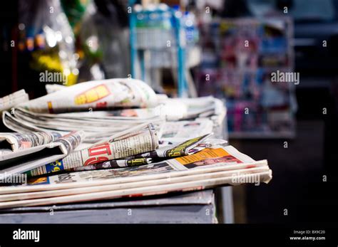 Stacks Of Newspaper Street View In Malacca Malaysia Stock Photo Alamy