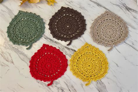 Crochet Leaf Coaster Large Leaves Pattern Pattern Only - Etsy