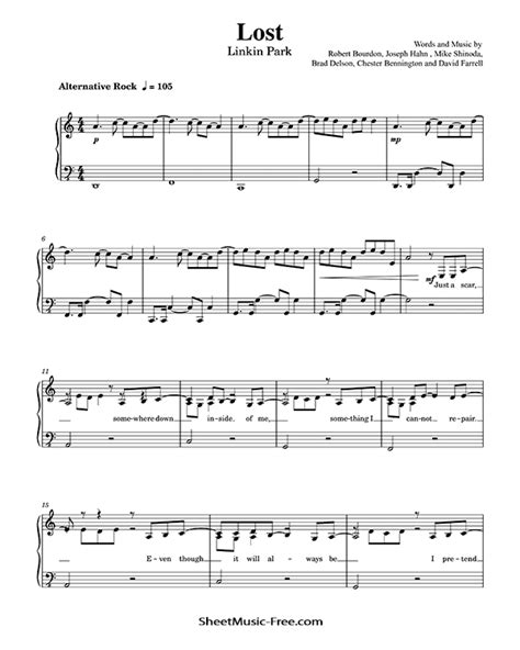 Lost Sheet Music Linkin Park - ♪ SHEETMUSIC-FREE.COM