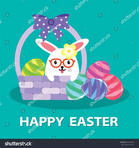 Easter Bunny Basket Easter Eggs Cartoon Stock Vector Royalty Free