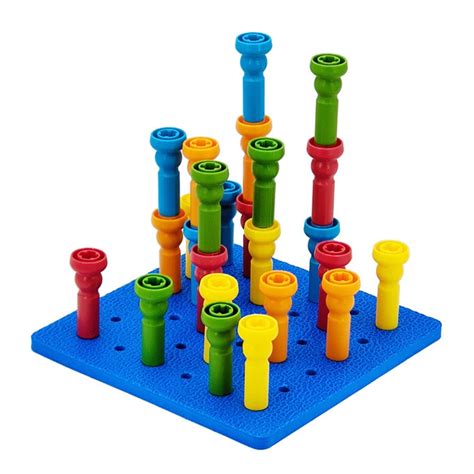 6 Holes 5 Colors Toddlers Preschoolersbrightly Colored Stackable Pegs