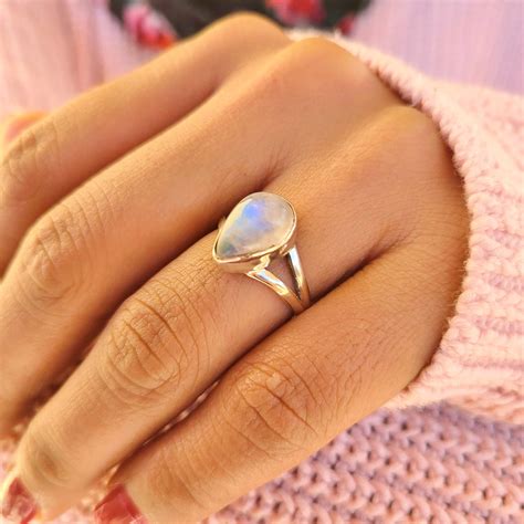 Natural Moonstone Ring Moonstone Silver Ring Handmade Etsy