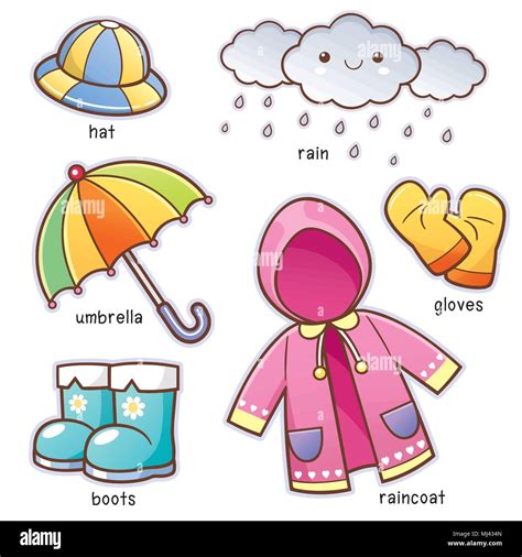 Rainy Weather Clothes Set Of Illustrations Stock Vector, 50% OFF