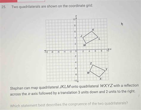 Two Quadrilaterals Are Shown On The Coordinate Grid Stephan Can