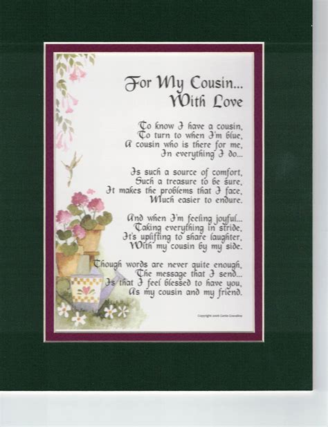 Cousin Poem Cousin Verse Cousin Present Cousin Print Cousins Birthday