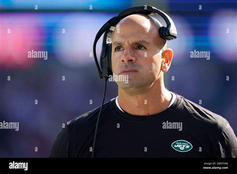 New York Jets Head Coach Robert Saleh Walks Down The Sideline During