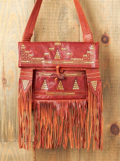 Bohemian Fringe Bag With Brass Artwork Hand Stitching A Hand Carved