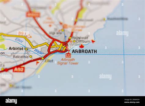 arbroath shown   road map  geography map stock photo alamy