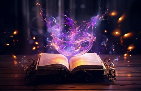 Premium Photo Open Book With Magic Light And Smoke On Dark Background