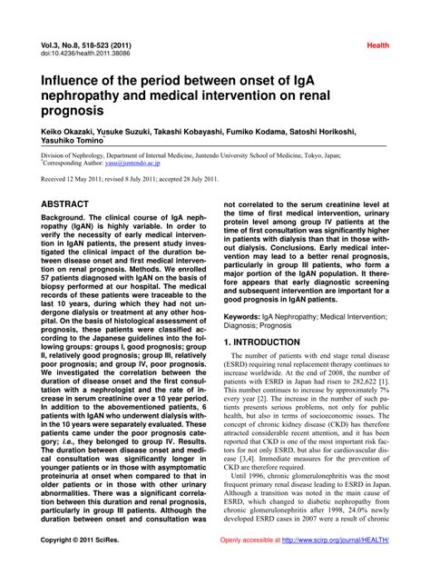 (PDF) Influence of the period between onset of IgA nephropathy and ...