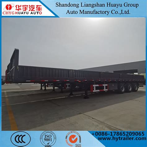 Manufacturer 3 Axles 60tons Drop Side Board Sidewall Flatbed Trailer