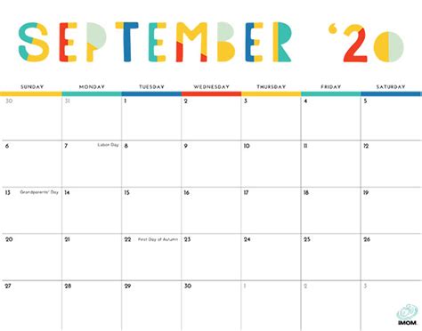 2024 Colorful Printable Calendar For Moms