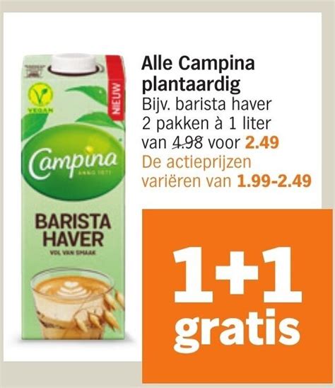 Campina Barista Haver 1 Liter 1 1 Gratis Aanbieding Bij Albert Heijn