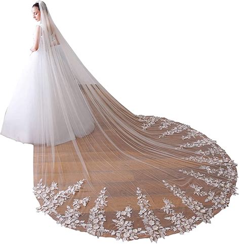 Elliehouse Womens 1 Tier Cathedral Lace Wedding Bridal Veil With Metal Comb Champagne X61 At