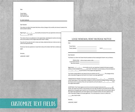 Rent Increase Notice Template: Editable Landlord Forms (word & PDF) - Etsy