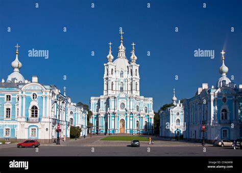 Russia Europe Saint Petersburg Peterburg City Smolny Monastery