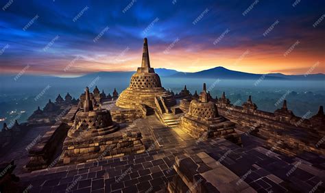 Premium AI Image | Panoramic view of the beauty of candi borobudur ...