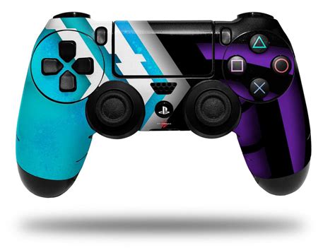 Skin for Sony PS4 Dualshock Controller PlayStation 4 Original Slim and Pro Black Waves Neon Teal ...