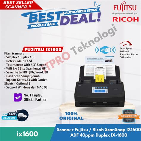 Jual Fujitsu Ricoh Scanner Scansnap Ix Adf Duplex Wifi