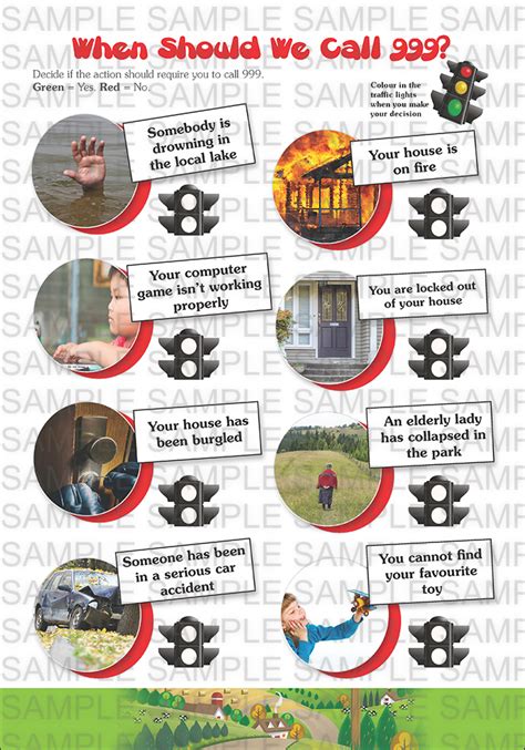 When To Call 999 Fire Safety Activity Worksheet