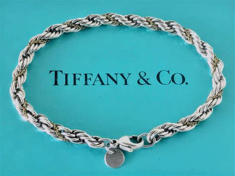 Authentic Tiffany Co Sterling Silver 18k Yellow Gold Rope Bracelet