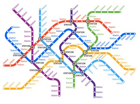 Metro, underground and subway lines transport map 14041676 Vector Art ...