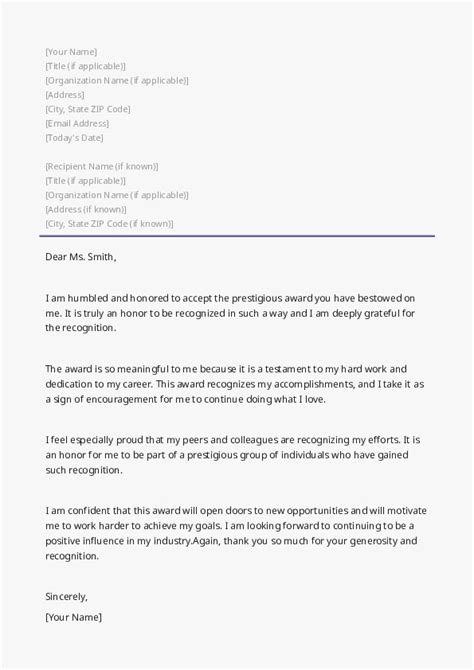 Free Word Template Accept An Honor Letter Template