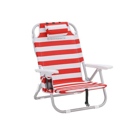 Songmics Chaise De Plage Portable Aluminium Avec Poche Isotherme