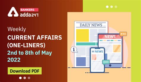 Weekly Current Affairs One Liners 02nd To 08th Of May 2022