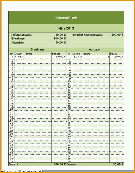 Erschwinglich Kostenloses Kassenbuch Als Excel Vorlage Kostenlos