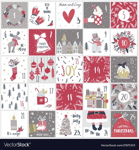 Christmas advent calendar countdown till Vector Image