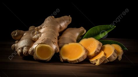 Ginger Pieces Sitting On A Black Background Ginger Picture Ginger Food Background Image And