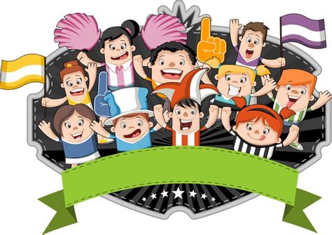 Group Of Cartoon Sport Fans Stock Vector Image 69946967