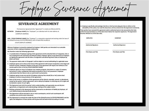 Employee Severance Agreement Template Hr Templates Human Resources