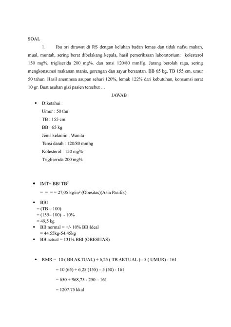 Studi Kasus NCP Dislipidemia SOAL Ibu Sri Dirawat Di RS Dengan