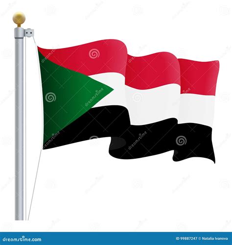 Waving Sudan Flag Isolated On A White Background Vector Illustration