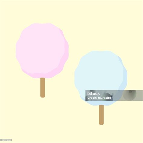 Simple And Cute Cotton Candy Illustration Flat Design Stock