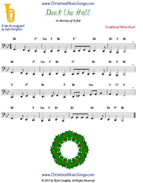 Deck the Halls for tuba - free sheet music