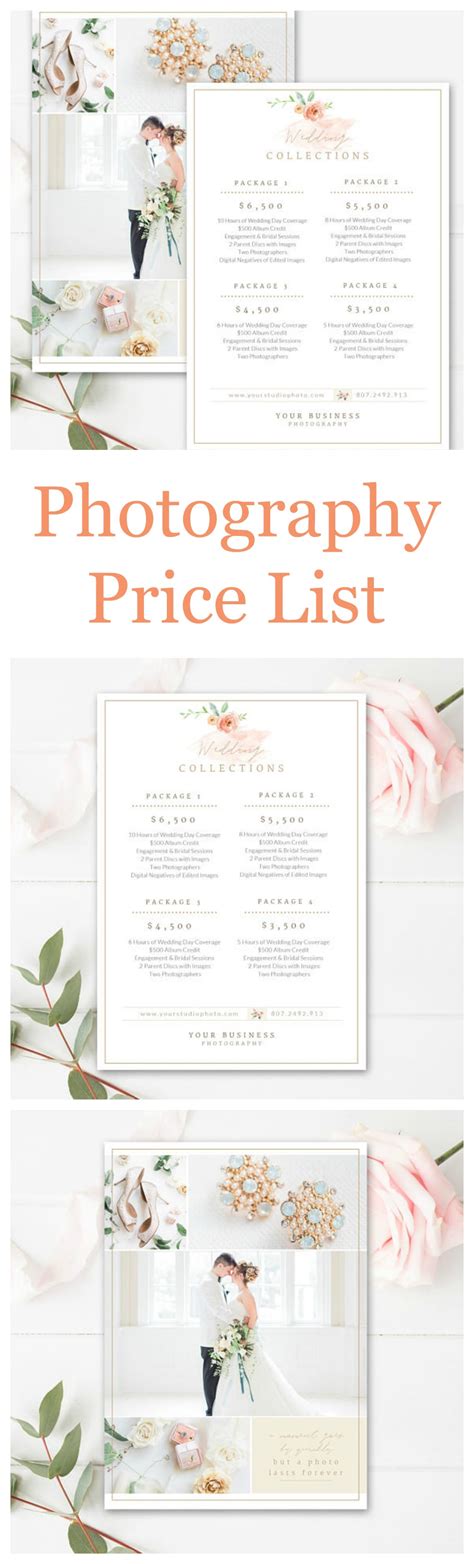 Photography Price List Template Word