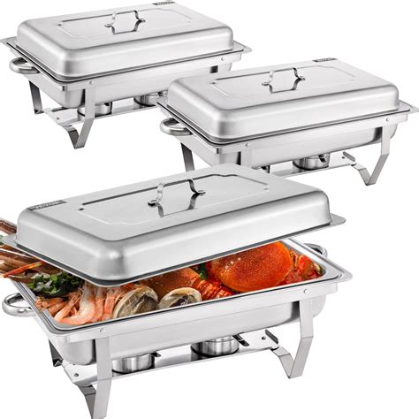 VEVOR Chafing Dish 3 Packs Stainless Steel Chafing Dishes 9 5 Quart