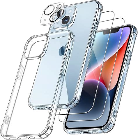 FLLAO 4 en 1 Coque pour iPhone 14 avec 2 Verre Trempé et 1 Caméra